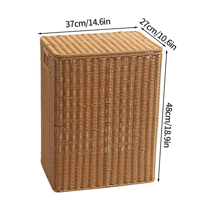 Grote geweven opbergmand met deksel Handgemaakte kleding wasmanden diverse spullen speelgoed container Imitatie rotan kledingbak
