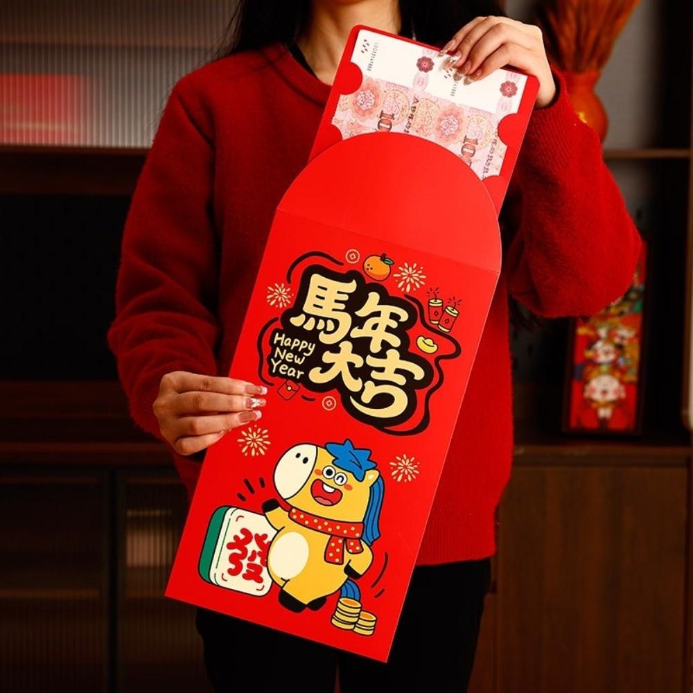 Cartoon 2026 Horse Year Red Envelope Chinese Style Traditional Lucky Red Pockets Paper Blessing Bless Fortune Pocket