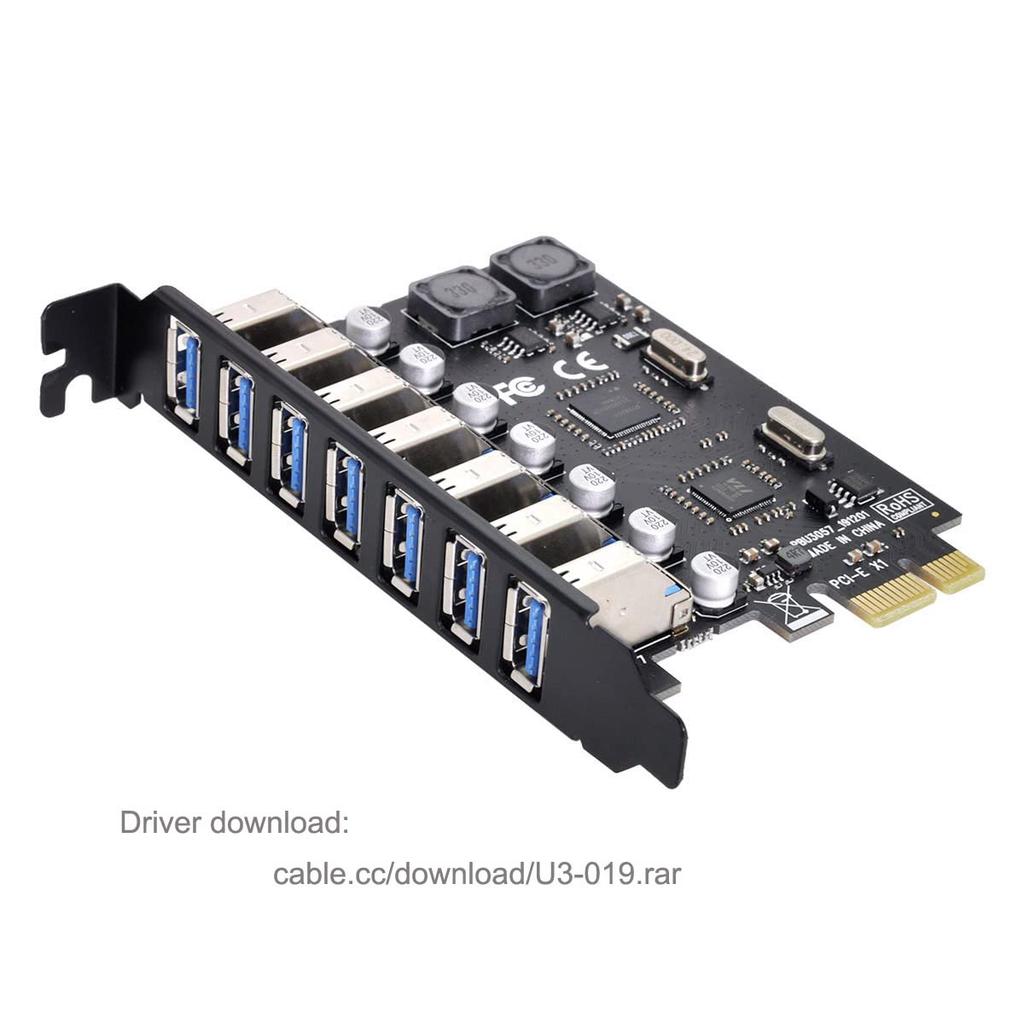 Cablecc 7-port til HUB PCI Express utvidelseskortadapter 5 Gbps for hovedkort PCI-E USB3.0