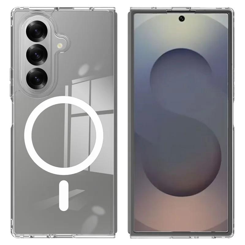 For Samsung Galaxy Z Fold7 5G Clear Case Compatible with MagSafe WANLONFENG LM2 Series Phone Cover (Big Lens Hole)