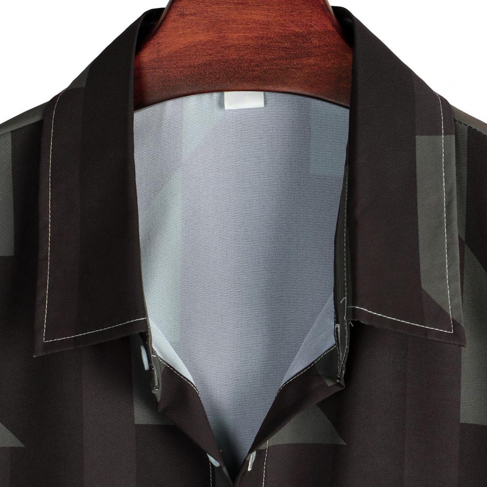 Short-sleeved Shirt Men Beach Shirt Tropical Floral Print Hawaiian Shirt for Men Beach Vacation Top with Chest Pocket Lapel