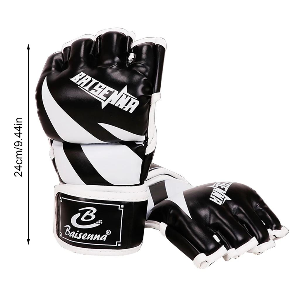 Kickboxing MMA Gloves for Men Women 3cm Thickened Wear Resistant Fingerless Sandbag Training Gloves PU Karate Muay Thai
