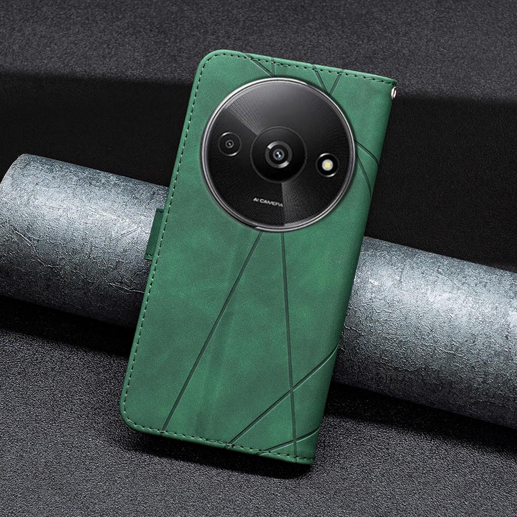 BINFEN COLOR For Xiaomi Redmi A3 4G/Poco C61 4G Phone Cases Wallet Stand Geometry Imprinted Leather Cover