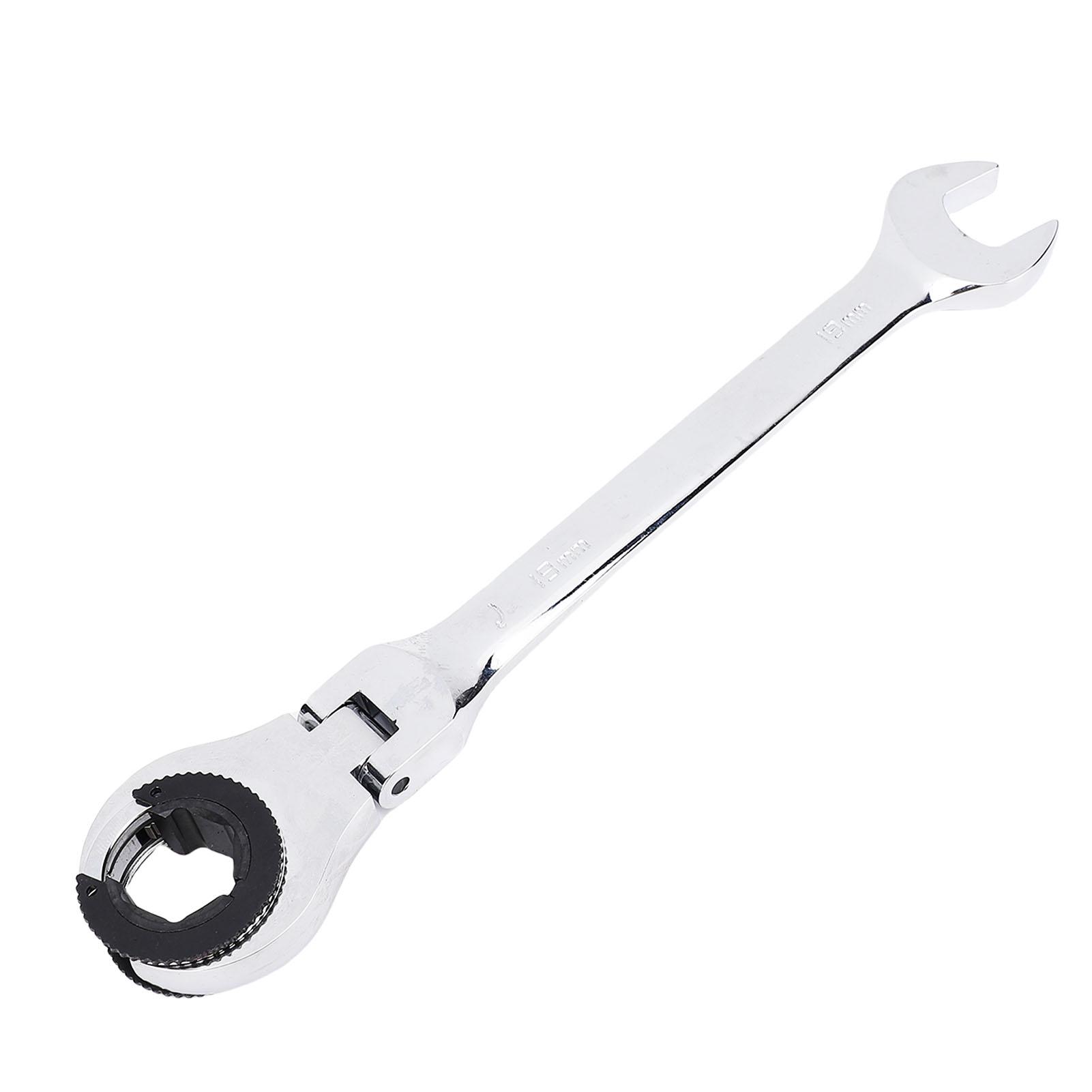 

Ratcheting Wrench 180 Degree Adjustable Practical Ratcheting Tubing Wrench Flex Head 72 Tooth Open End 19mm for Maintenance срібний