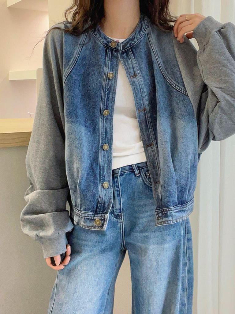 Stylowy Damski Look Dwuczęściowy Dżinsowa Kurtka - Europejska Kolekcja Wiosenna 2025, Luźny Modny Top.
