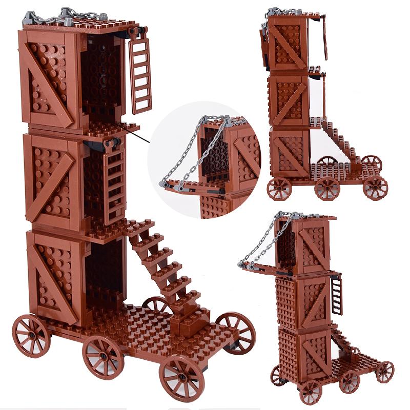 Mittelalter Burg Königlicher König Ritter Rom Spartacus Streitwagen Belagerungsmaschine Modell Bausteine Ziegel Spielzeug für Kinder Geschenk