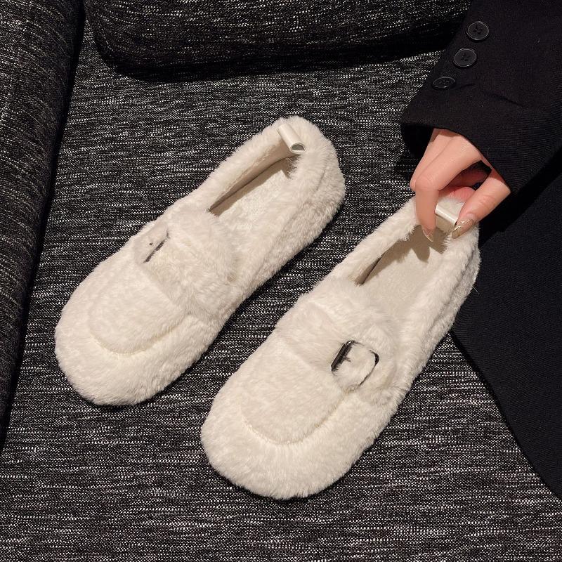 Обувь Мао Мао женская зимняя новая ленивая хлопковая обувь на одной педали женская повседневная плюшевая обувь-бини женская 35