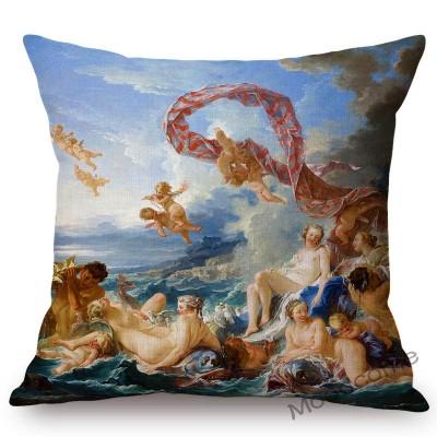 French Royal Painting Francois Boucher Ancient Greek Myth Venus Cupid Angels Floral Retro Decor Throw Pillow Case Cushion Cover