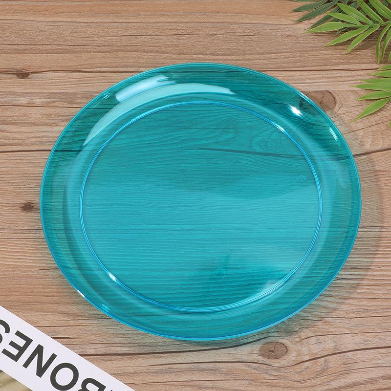 Disposable Colorful Fruit Plates Transparent Round Flat Party Dessert Plates for Buffet 7.5 inches