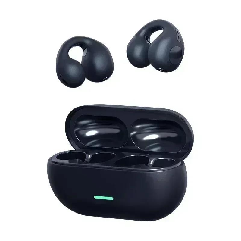 Bluetooth Headset 5.3 Wireless Air Conduction Headphones Clip Ear Music Noise Canceling HD Call Sports Gaming Earphone