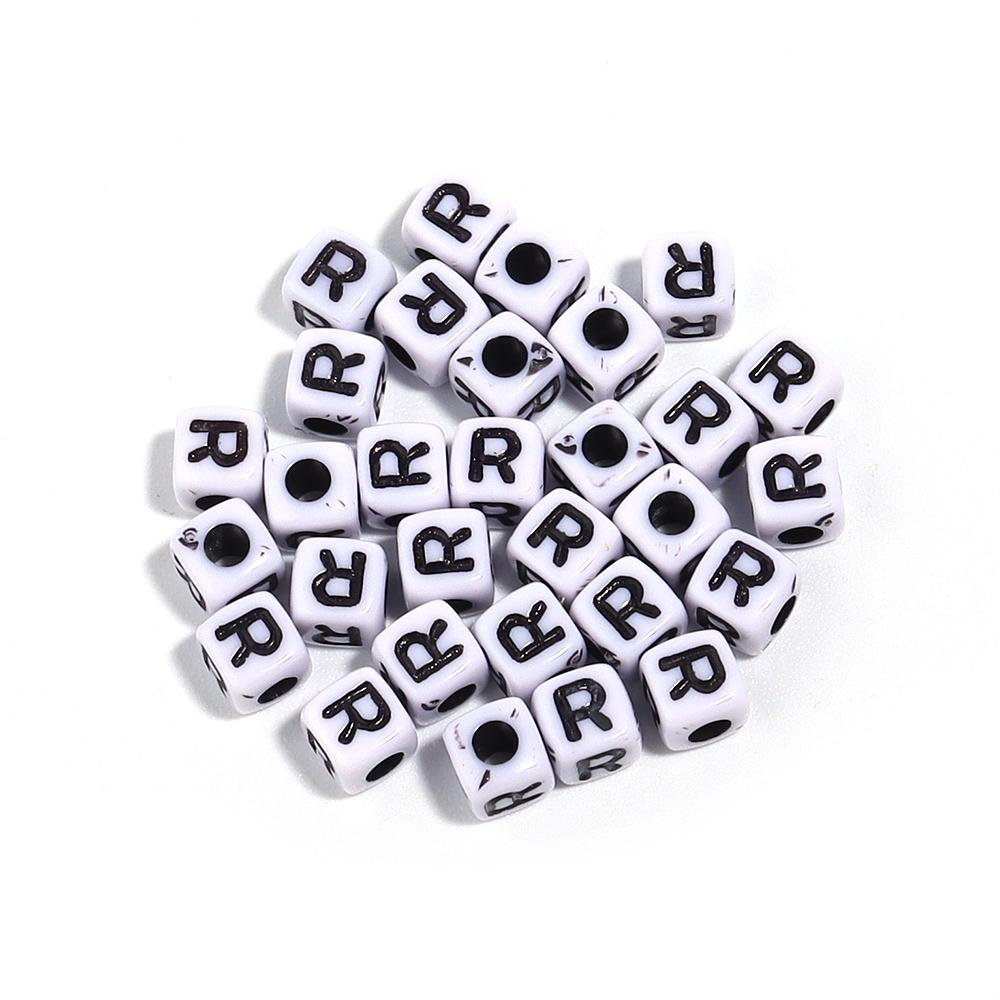 50-100Pcs White Square Acrylic Letter Beads A- Z Cube Loose Spacer Beads Alphabet Beads DIY Bracelet Jewelry Making Accessories