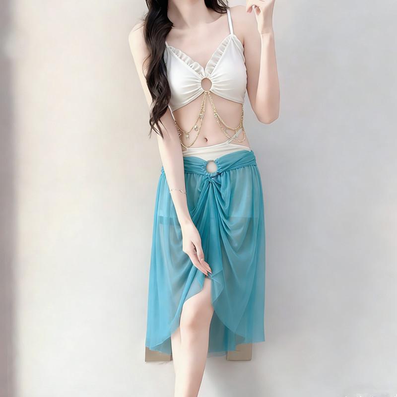 

Женский сексуальный трехсекционный бикини-комплект Fairy 2026: Новая элитная пляжная одежда в курортном стиле L (100-110 kg) бежевый