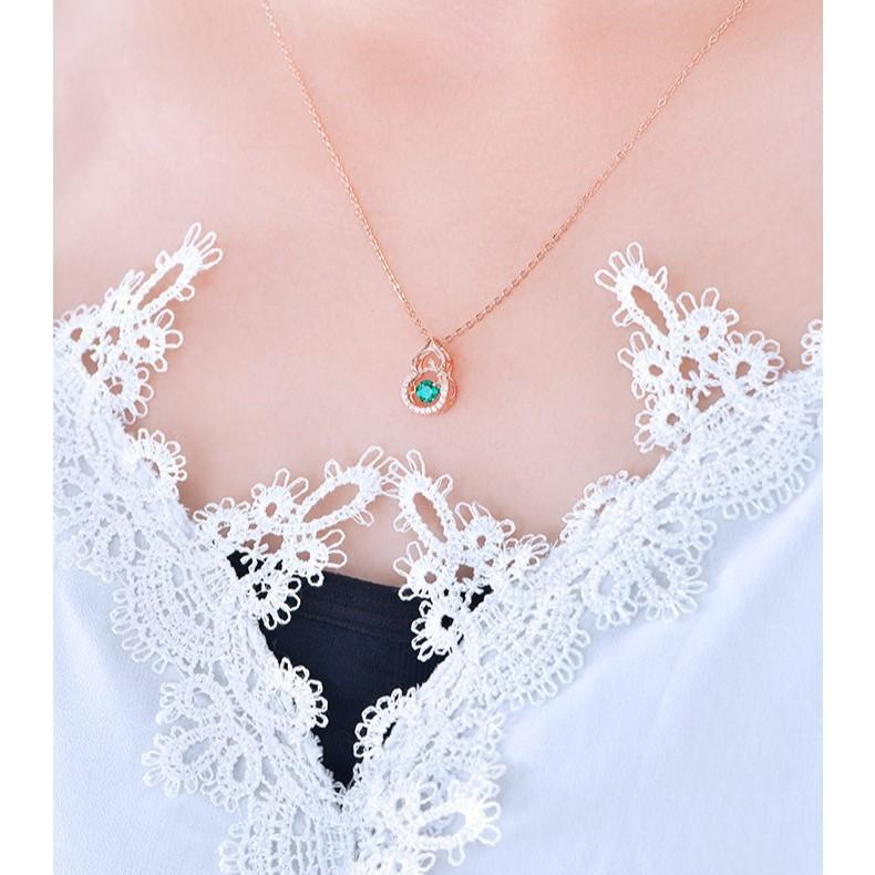 S925 Silver-Cultivated Emerald 2026 New Cross-Border Delicate Stylish Elegant Gourd Necklace Women O-shaped
