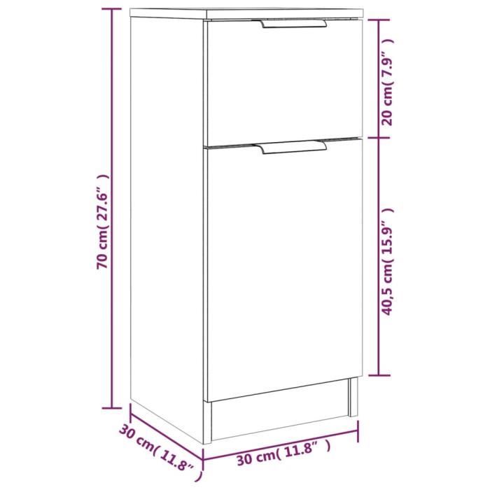 VidaXL Buffets 2 pcs noir 30x30x70 cm bois d'ingénierie 811118