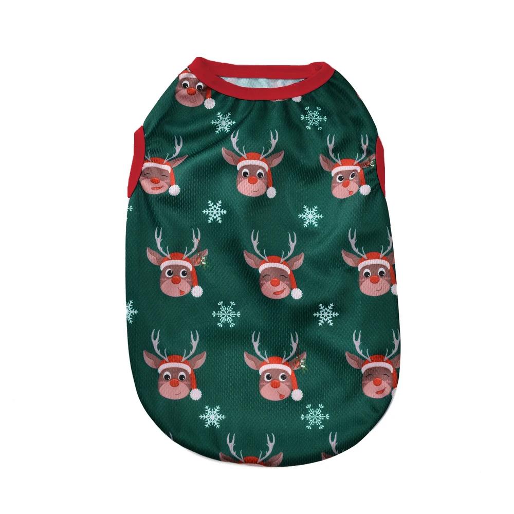 Christmas Cats Costume for Small Medium Cats Dogs Cute Deer Print Kitten Vest T-shirt Breathable Chihuahua New Year Apparel Gift