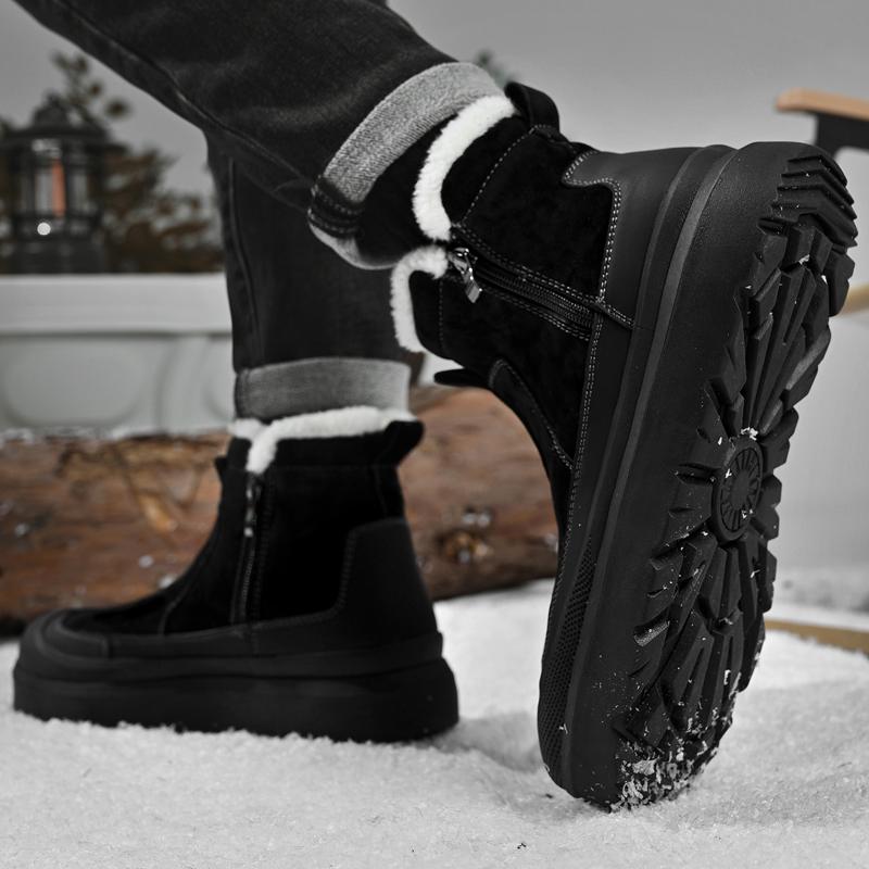 New Men's  Warm Cotton Shoe Men's Winter Slip-on Snow Boots Men for Work Ankle Boots Male Winter Thick Bottom Outdoor Casual Shoes