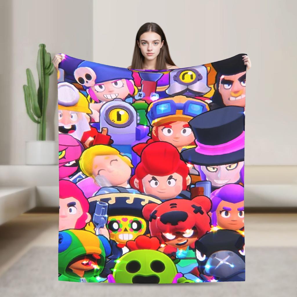 Emz Spike Squeak-Brawlld Blankets Cartoon Game Flannel Funny Warm Throw Blanket for Home Summer