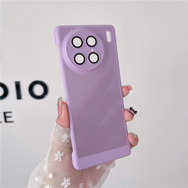 Frameless Heat Dissipation Case With Lens Film For Vivo X90 X90s X80 Pro Plus Breathable Cooling Grid Hard PC Cover Back Shell Protector