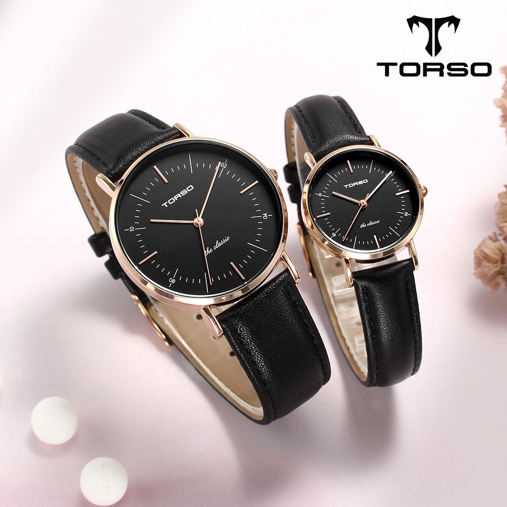 Toleuso T41L-Rbbk The Classic Quartz Couple Watch Men'S & Women'S Leather Watch