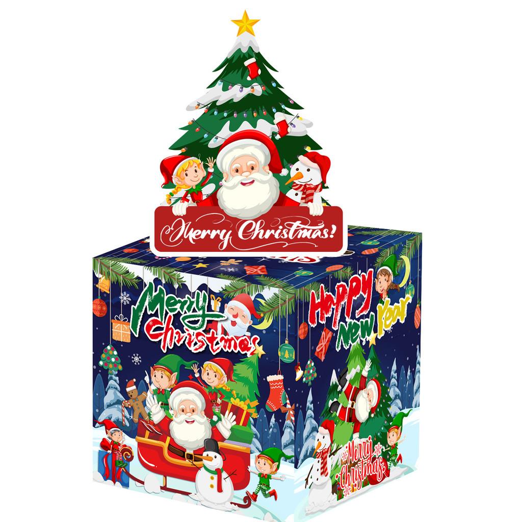 Santa Claus Elf Christmas Party Scene Decor Money Box With Construction Paper