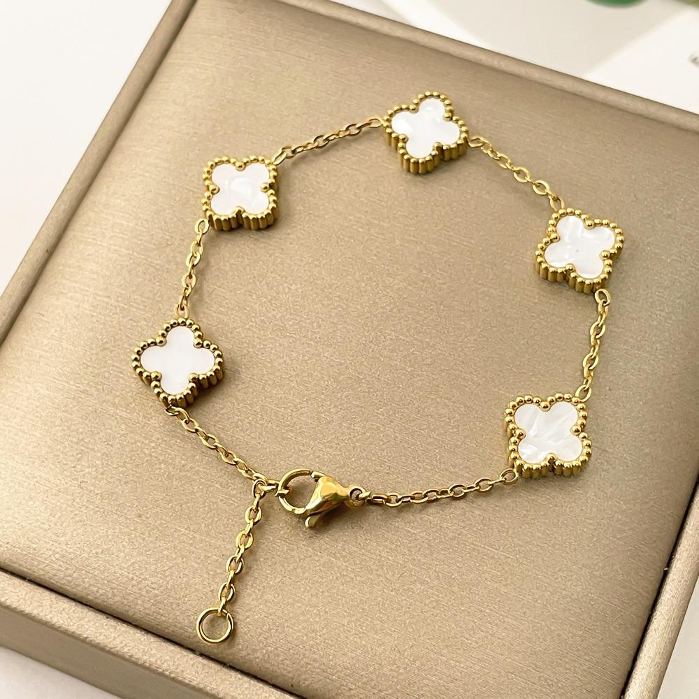 Mini 11mm Four-leaf Clover Bracelet Double-sided Design with Five-petal Flower Chain High-quality Version Non-fading Women's Bracelet
