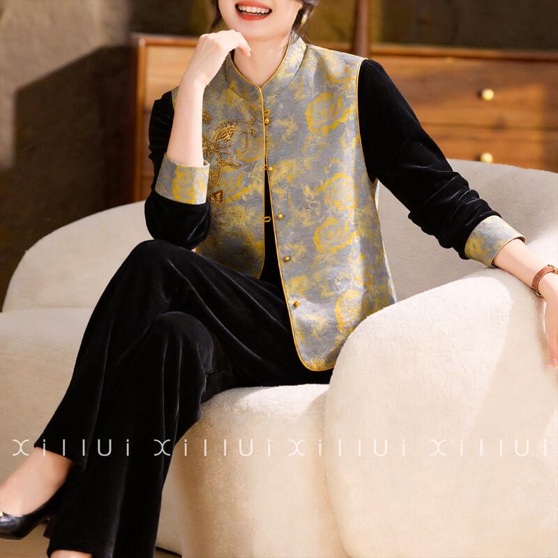 Elegant New Chinese Style Mother s Vest Three-Piece Set XL
