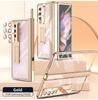 With S Pen Plating Clear Magnetic Case For Samsung Galaxy Z Fold 4 5G Kickstand 360 Full Screen Protector Phone Cover Z Fold 3