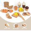 PairPear Wooden Bakery Toy Food Playset,Kids Pretend Play Food Kitchen Accessories with Shopping Bag,Toddlers Cutting Food Gift for Boys and Girls 3