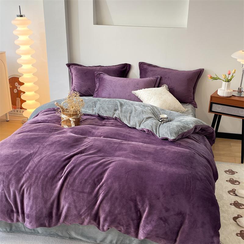 Winter Flannel Duvet Cover Solod Color Soft Warm Quilt Cover Cozy Thick Comforter Cover for Adults Children Queen King Bed Linen
