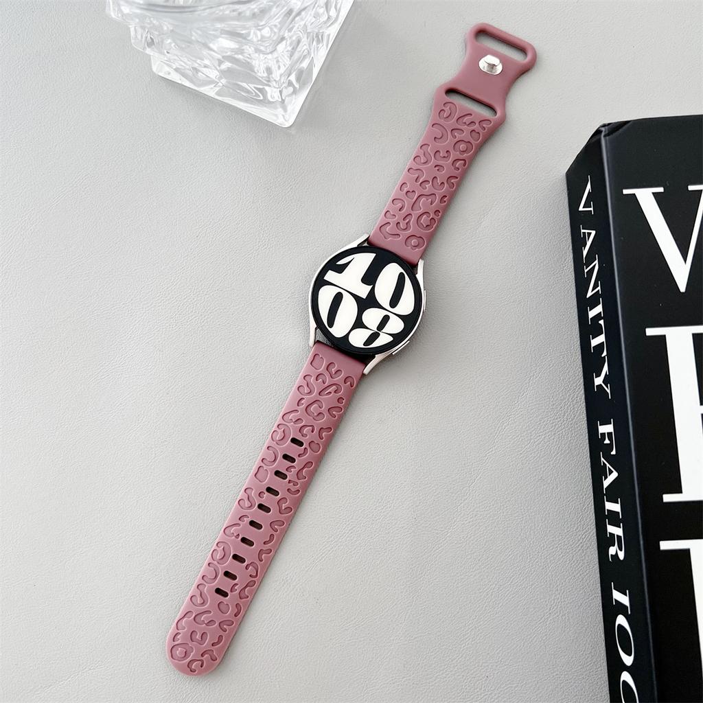 20mm 22mm Leopard Engraved Band for Samsung Galaxy Watch 6 5 4 40mm 44mm Gear S3 Silicone Cute Strap 6Classic 43mm 47mm Active 2