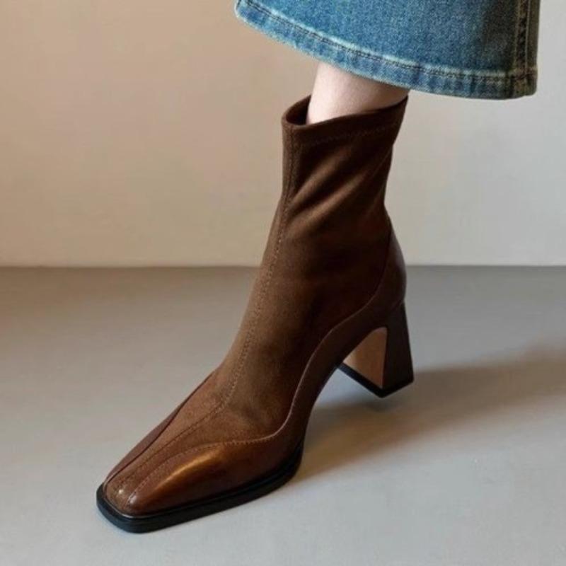 

High Heels Women Ankle Boots Chunky Fashion Goth Heeled Shoes Winter Elegant Pumps New Trend Woman Chelsea Botas Mujer 35