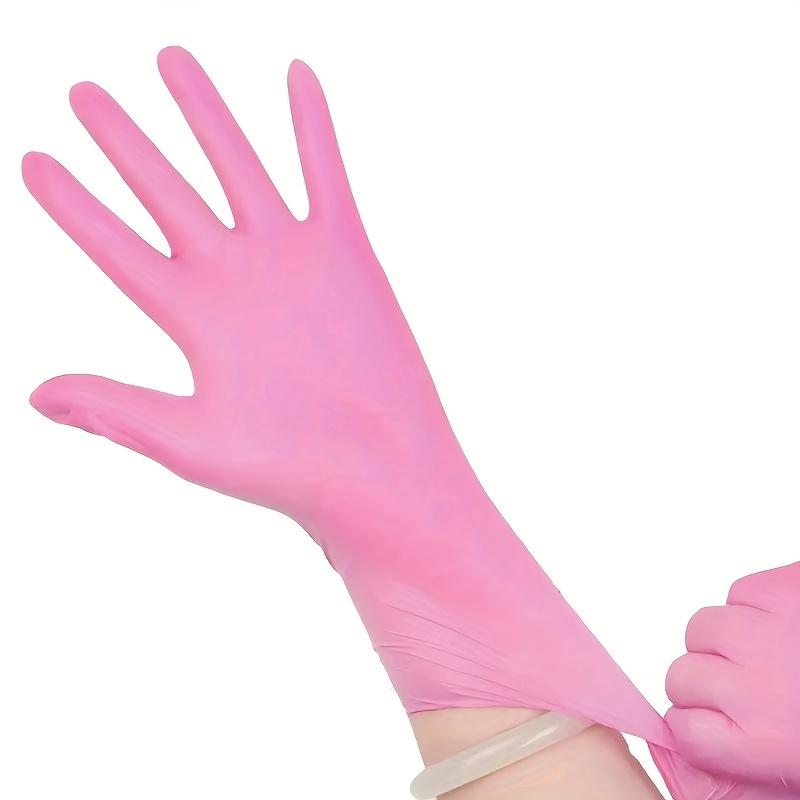 30/50/100pcs Deep Pink Disposable Nitrile Gloves, Latex Free & Dust-free, S/M/L Sizes, for Home Cleaning, Pet Care, Hair Dyeing & Kitchen Use