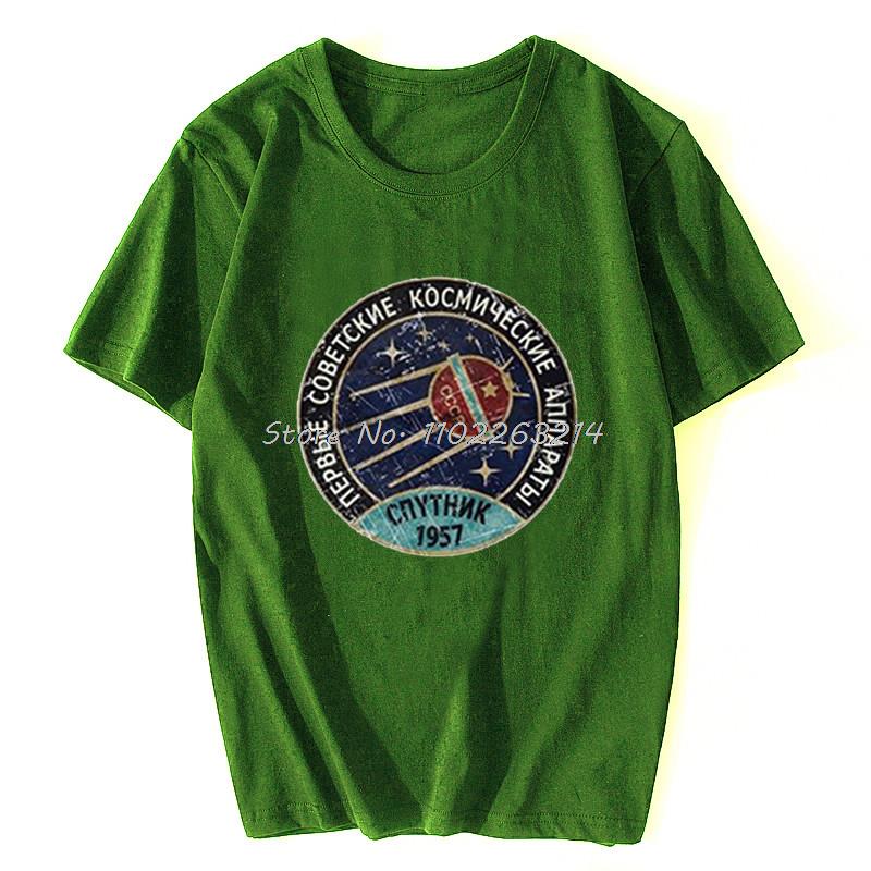 New CCCP Space Exploration Programs Commemorative Sputnik 1 Badges Vintage Tshirt Unisex Cotton Oversized Streetwear Harajuku