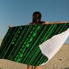 Binary Code The Matrix Program Chart Game Microfiber Blanket Quick Drying Beach Towels Oversized Printing Super Absorbent Pool