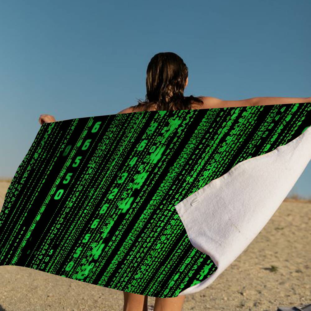 Binary Code The Matrix Program Chart Game Microfiber Blanket Quick Drying Beach Towels Oversized Printing Super Absorbent Pool