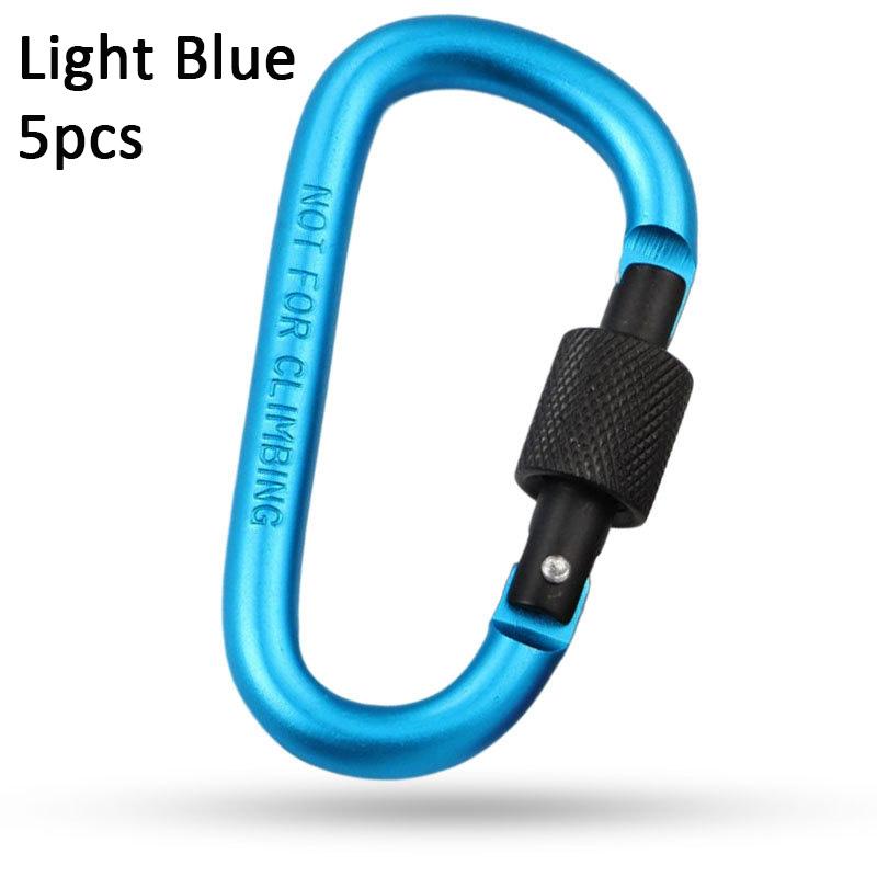 5pcs Aluminium Alloy Carabiner Clip Set Tourist Hooks Fishing Carbin Buckle Caribiner Key Holder Keychain Camping Karabiners