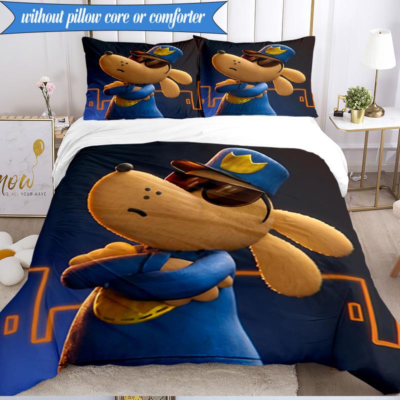 Set Biancheria da Letto Avventura 3 Pezzi Dog Man e Amici Stampa 2D (Include 1 Copripiumino + 2 Federe Senza Imbottitura), Decorazione camera da letto, Regalo ventilatore