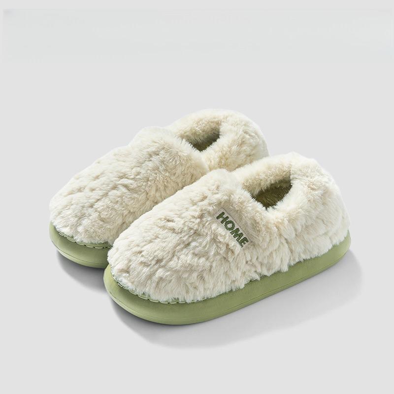 Fashion Couple's Cotton Slippers Winter Women Outdoor Non Slip Warm Plush Shoes Indoor Lightweight Comfortable Soft Sole Men Home Shoes