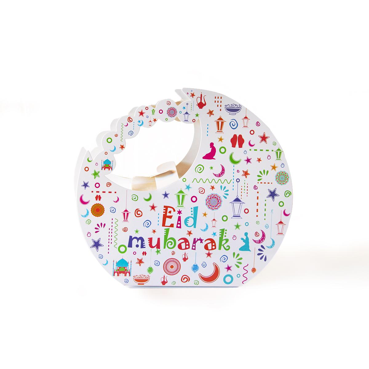 

4pcs Eid Mubarak Mosque Moon Candy Cookie Boxes Ramadan Kareem Portable Gift Box Eid Party Favor Boxes Eid Al Fitr Packages as photo