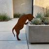 Rusty Finish Dog Pot Hugger Decor Vintage Cat Lawn Ornament  Outdoor Yard Decor