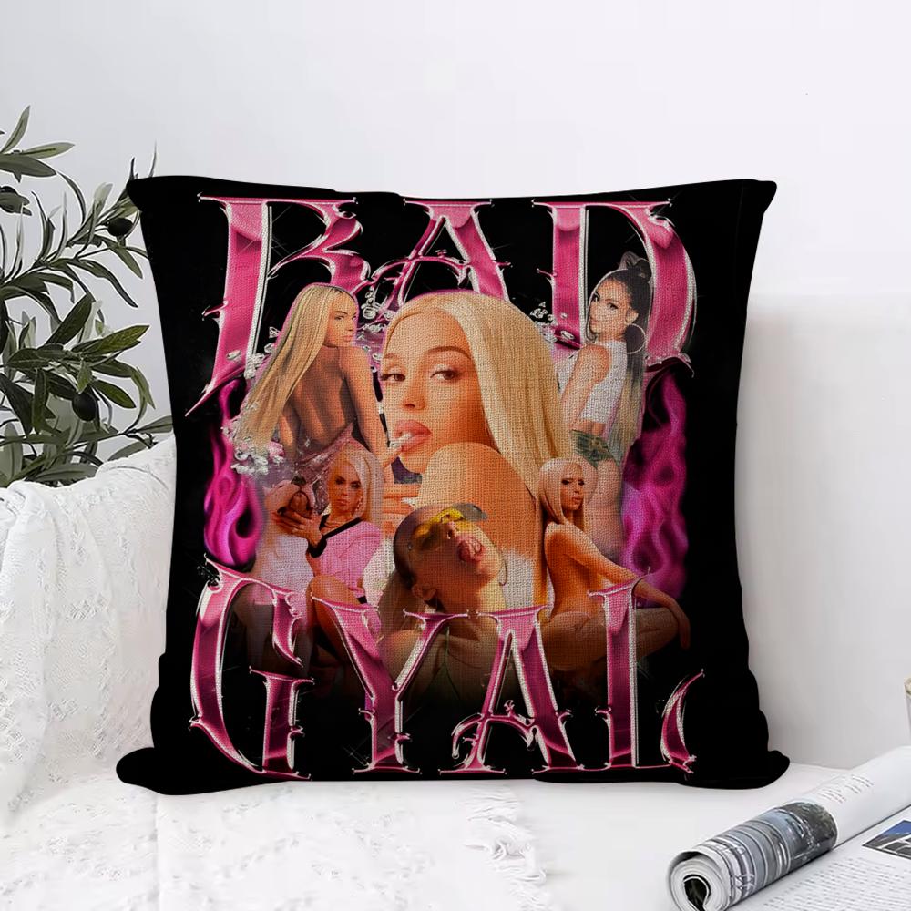 Singer B-Bad G-Gyal Cushion Cover Breathable Linen Pillow Cover Skin-Friendly Home Decor Pillowcase With Hidden Zipper