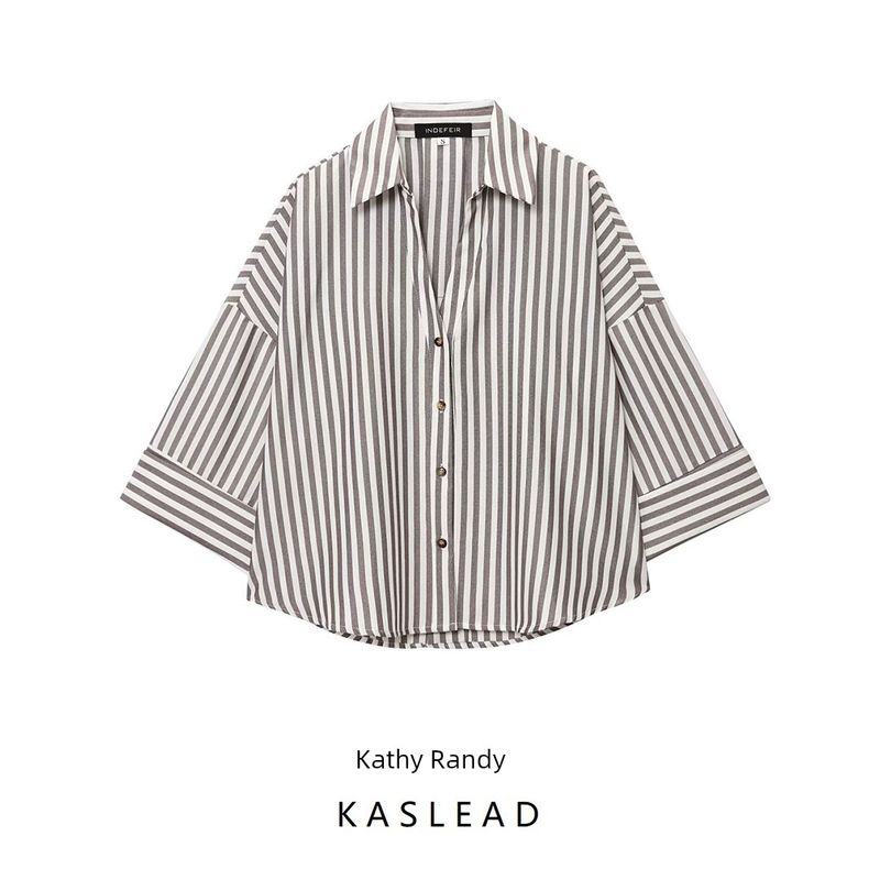 Kaslead New Arrival Women's Fashion Style Fashionable All-Match Blended Wide Sleeve Shirt 2340712 017