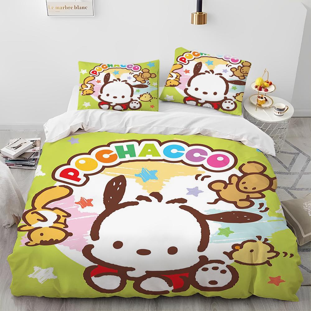 Sanrio Cute Pochacco Bedding Sets Comforter Cover Bed Cover Duvet Cover Pillow Case 2-3 Pieces Sets Room Home Decoration