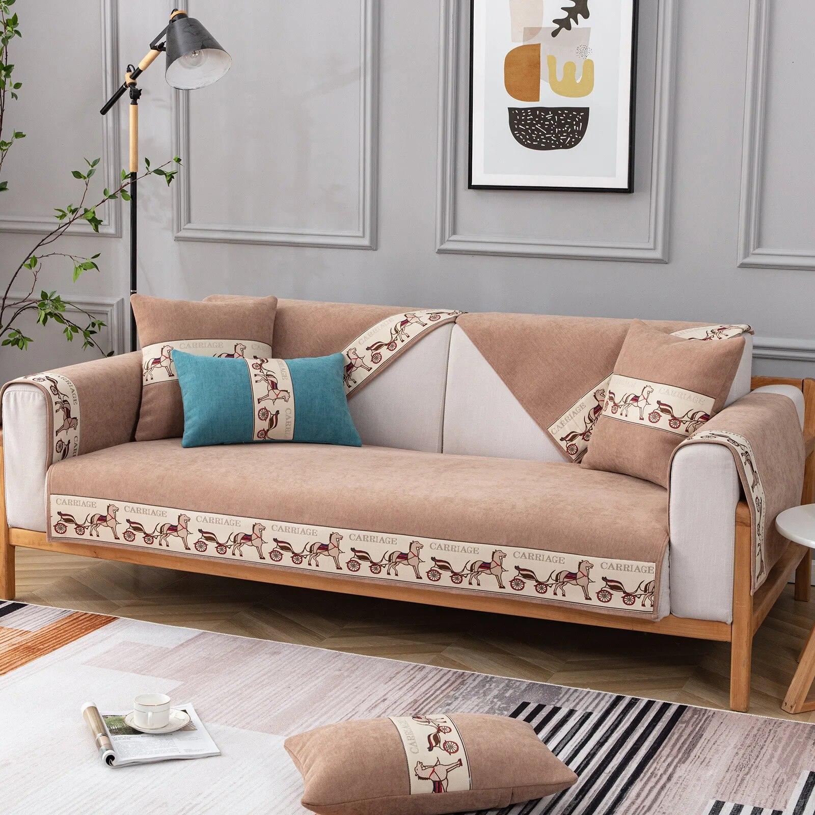 

Чехлы на диван с жаккардовым краем из синели, всесезонное украшение для гостиной, подушка для дивана, противоскользящий чехол для дивана, полотенце для дивана, домашний декор 70x70cm 1pcs