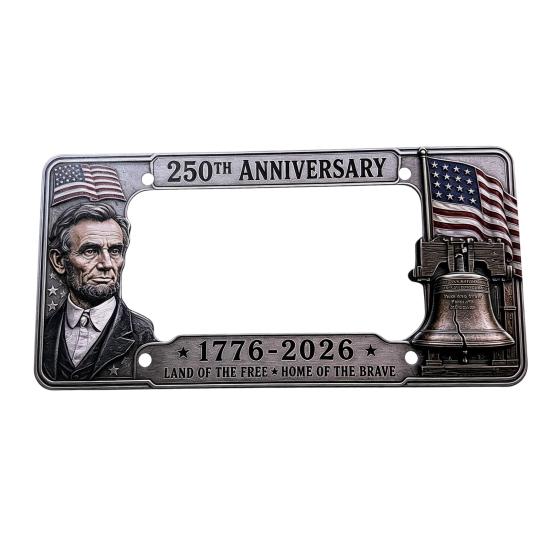 250th Anniversary License Plate Frame, Anti-Rust Coating Car Decoration, Celebrate Freedom History Heritage Perfect Gift for Family And Friends