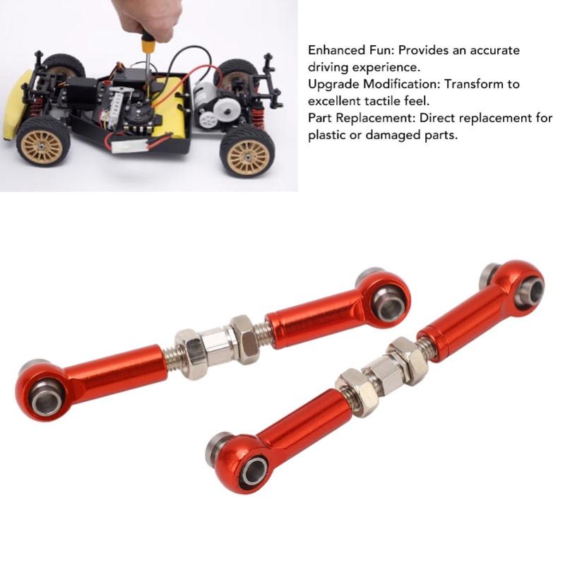 2PCS RC Steering Link Rod Servo Pull Linkage Arm Aluminium Alloy RC Car Parts For MJX 14210 14209 16208 16209 1/14 Red
