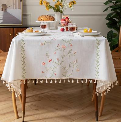 Yingchuang Coton et Lin Brodé Nappe de Table à Manger Rétro Français Décoratif Rectangulaire Nappe de Table à Manger