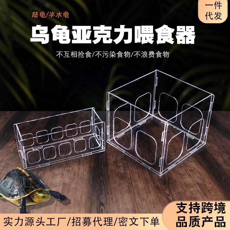 Acrylic Turtle Feeding Dish Small Land Aquatic Turtles Yellow-Margin Box Pet Reptile Food Bowl