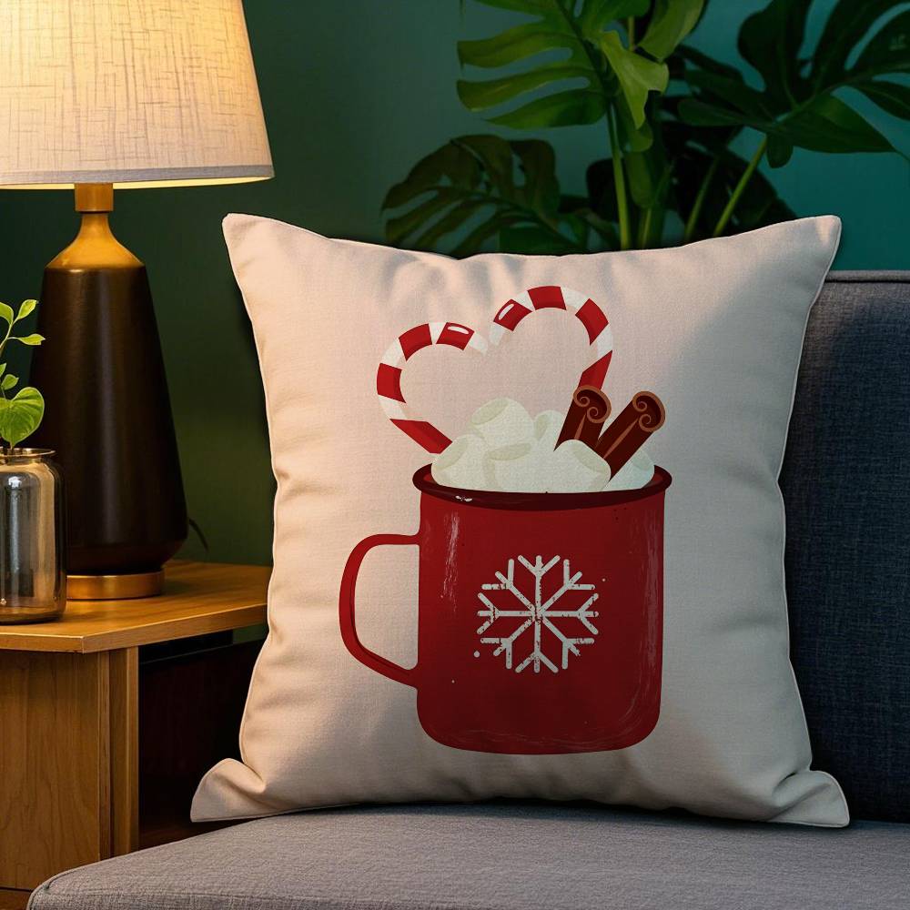 Christmas Hat and Balls Pillow Case Sofa Living Room Bedroom Double-sided Printing Square Cushion Nap Time Cushion Cover