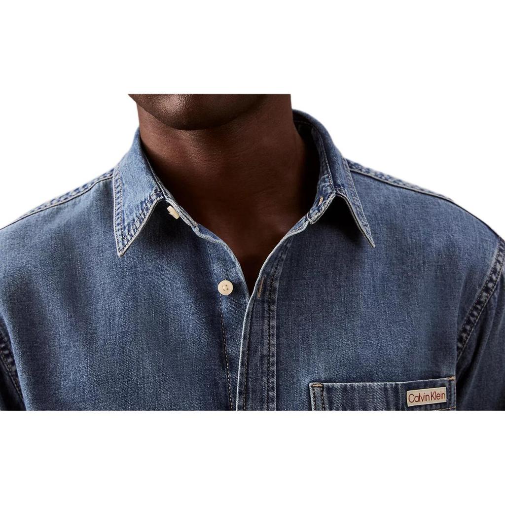 Calvin Klein Denim Button-Down Pointed Collar Comfortable Casual Long Sleeve Shirt Men shirts Vintage-Indigo 40EM774-450
